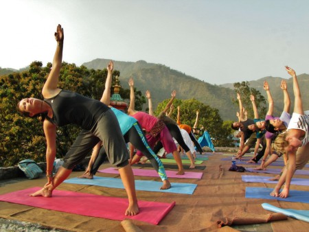 trikonasána na streche